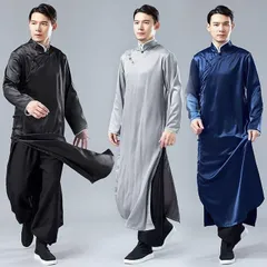 チャイナ服 メンズ 男性 長袍 チャンパオ チャイナ風 中華服 中国 メンズ用 カジュアル 服 ロング丈 シャツ ジャケット 上着 中国伝統服 メ