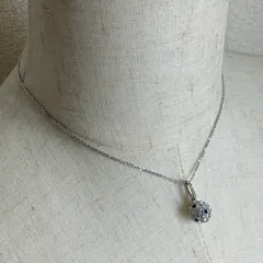 SWAROVSKI ボール型 ブルー ×シルバー ペンダント ネックレス