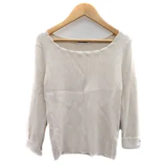 ミッシュマッシュ MISCH MASCH リブニット カットソー 七分袖 スカラップネック 無地 M ライトベージュ /YK25