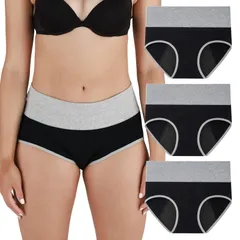 [INNERSY] サニタリーショーツ レディース XLサイズ 生理用ショーツ 下着 吸水ショーツ ハイウエスト 綿 生理用パンツ 女性用 大きいサイズ 昼夜用 漏れ防止 3枚セット GJ R10257