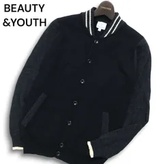 BEAUTY&YOUTH ユナイテッドアローズ 秋冬 ウール100％★ ニット カーディガン スタジャン風 ジャケット Sz.S メンズ 黒