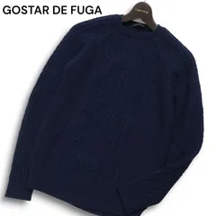 GOSTAR DE FUGA ゴスタール ジ フーガ 秋冬 ケーブル★ クルーネック セーター ラグラン ニット Sz.44 メンズ 紺 ネイビー