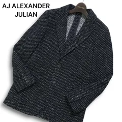 AJ ALEXANDER JULIAN アレキサンダージュリアン 秋冬 ニット 裏起毛★ アンコン テーラード ジャケット Sz.S　メンズ 黒のサムネイル