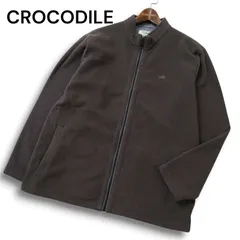 CROCODILE クロコダイル 秋冬 ワニ刺繍★ 裏起毛 フリース ジャケット ジップアップ スタンドカラー Sz.L メンズ 灰 グレー