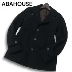 ABAHOUSE アバハウス 秋冬 メルトン ウール100％★ 中綿 シングル コート Sz.2 メンズ 黒
