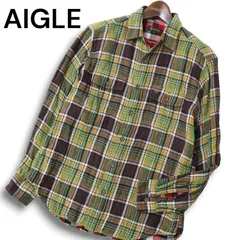 AIGLE エーグル 秋冬 ロゴ刺繍★ 長袖 ワーク チェック ネル シャツ Sz.S メンズ アウトドア