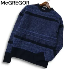 McGREGOR マクレガー 秋冬 ウール100％★ 幾何学柄 ニット セーター Sz.M　メンズ ネイビー