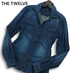 THE TWELVE ザ トゥエルブ 通年 USED加工★ 長袖 スリム デニム ワーク シャツ Sz.46 メンズ 日本製のサムネイル