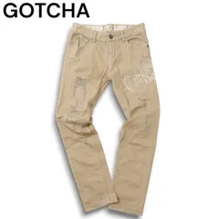 GOTCHA ガッチャ 通年 ロゴ刺繍 ストレッチ★ ダメージ加工 スキニー デニム パンツ ジーンズ Sz.M メンズ サーフ
