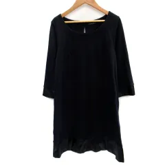 レイビームス Ray Beams ワンピース ミニ丈 七分袖 ラウンドネック リボン 切替 紺 ネイビー /SM37