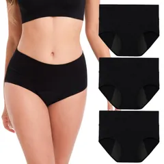 [INNERSY] サニタリーショーツ レディース Lサイズ 生理用ショーツ 下着 吸水ショーツ ハイウエスト 綿 生理用パンツ 女性用 大きいサイズ 昼夜用 漏れ防止 3枚セット IP R10264