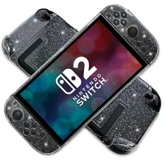 Nintendo Switch 2 クリア ケース （2025年モデル）専用 スイッチ 2 カバー クリア保護ケース 分体式設計 PC素材製 耐衝撃 NS 2 保護カバー 薄 軽量 着脱簡単 キラキラ 1