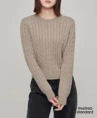 MUSINSA ムシンサスタンダード レディース アンゴラブレンド ケーブル編み ケーブル編み ニット ベージュ