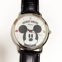 Disney ミッキーマウス 腕時計 クオーツ 稼働品 ブラックレザー