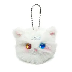 [NATUAKE] 猫 ぬいぐるみ キーホルダー かわいい ふわふわ バッグチャーム 猫グッズ キーチャーム 誕生日 プレゼント 女性 レディース 友達 雑貨 (猫, ホワイト) 1