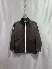 アディダス キッズ 黒 裏起毛パーカー ジップアップ (130サイズ)