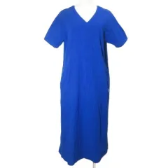 【美品✨】ソウソウ　ほのか　ロングワンピース　高島縮　貫頭衣　紫　青　ドット 高島縮 20/20 長方形衣（ちょうほうけい） 組（くみ） 裾文様