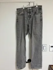 ザラ グレー ストレートフィット デニム パンツ 32