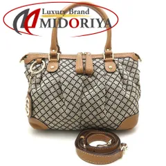 GUCCI グッチ 247902 ハンドバッグ ディアマンテ スーキー 2WAY キャンバスxレザー  ブラウン ベージュ/352333【中古】