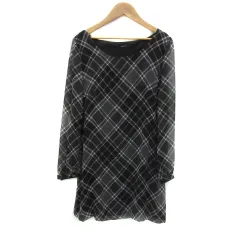 コムサイズム COMME CA ISM ワンピース ミニ丈 長袖 ラウンドネック アーガイルチェック柄 F マルチカラー 黒 ブラック /YS1