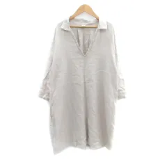 アーバンリサーチ ドアーズ URBAN RESEARCH DOORS ワンピース スキッパーカラー 七分袖 ひざ丈 麻 リネン F ベージュ /HO26