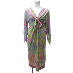 レオナールパリ ワンピース 総柄 花柄 蝶 フリル シルク マルチカラー 42 レオナールパリ ワンピース 総柄 花柄 蝶 フリル シルク マルチ