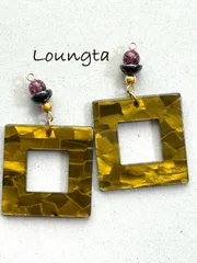 _3065チェコビーズピアス 個性派ピアス 大ぶりピアス 樹脂ピアス