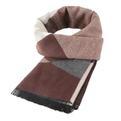 [LOTRICELOT] マフラー メンズ 柄 カシミヤ感 暖かい ビジネス メンズ マフラー ストライプ 秋冬 ギフト (Brown Cream) 0