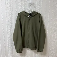 アディダス カーキ オリーブ グリーン フードジップアップ L ウィンドブレーカー トレーナー ジャケット 100