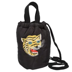 ☆ 虎BLACK ☆ HOUSTON 刺繍キルティングエフェクトバッグ ナイロン キルティング バッグ ショルダーバッグ 小さめ ミニトートバッグ メンズ キルティングバッグ 斜めがけ HOUSTON ヒューストン 2way 軽量 軽い レディース 巾着