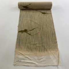 反物 優品 羽尺 羽織 和装コート 縞 幾何学 ベージュ 正絹 【中古】