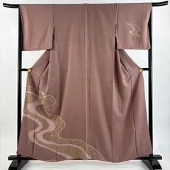 付下げ 身丈158cm 裄丈66cm M 袷 橘花 霞 刺繍 金彩 薄小豆 正絹 秀品 【中古】