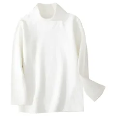 ☆ ホワイト ☆ 110cm ☆ 裏起毛ハイネック トップス キッズ 女の子 トップス キッズ 長袖 ハイネック キッズトップス 長袖Tシャツ カットソー こども 女子 かわいい おしゃれ シンプル 無地 インナー 通学 通園 保温 暖かい 男の子