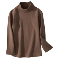 ☆ ブラウン ☆ 130cm ☆ 裏起毛ハイネック トップス キッズ 女の子 トップス キッズ 長袖 ハイネック キッズトップス 長袖Tシャツ カットソー こども 女子 かわいい おしゃれ シンプル 無地 インナー 通学 通園 保温 暖かい 男の子