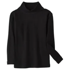 ☆ ブラック ☆ 140cm ☆ 裏起毛ハイネック トップス キッズ 女の子 トップス キッズ 長袖 ハイネック キッズトップス 長袖Tシャツ カットソー こども 女子 かわいい おしゃれ シンプル 無地 インナー 通学 通園 保温 暖かい 男の子