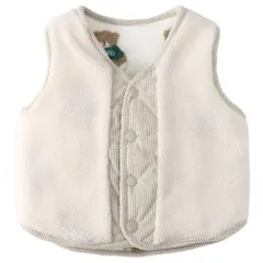 ☆ ホワイト ☆ 110cm ☆ リバーシブルベスト キッズ もこもこ 防寒 リバーシブル ベスト キッズ ボアベスト 羽織り 羽織 子供服 子ども服 ボタン 男の子 女の子 子供 こども 子ども もこもこ モコモコ アウター おしゃれ 男女兼用 ボア