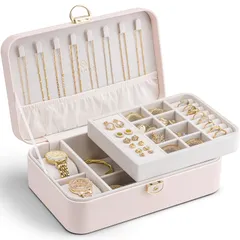 新品 Vlando ジュエリーケース おしゃれ 引き出し 大容量 鍵付き アクセサリー 収納 ボックス ジュエリーオーガナイザー ネックレス イヤリング リング ブレスレット 収納ボックス 女の子 女性用 ギフト プレゼント 誕生日 (L-ライトピンク)