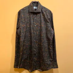 BAGUTTA 長袖シャツ ネイビー 花柄　結婚式 オケージョン 柄シャツ BAGUTTA 長袖シャツ ネイビー 花柄 結婚式 オケージョン 柄シャツ