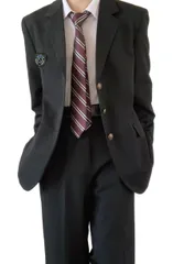 新品 シャツ ネクタイ ブレザー エンブレム ズボン スクール 5点セット スクールスーツ 男子 男子高生 DK なんちゃって学生服 男子制服 コスプレ コスチューム 仮装 メンズ ユニセックス 学園祭 制服 文化祭 卒業式 [QOOLY] 入学式