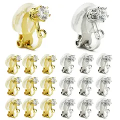 新品 クリップ式 4mm ラインストン カン付き パーツ ゴールド シルバー シリコン イヤリング カバー付き 10ペア20個