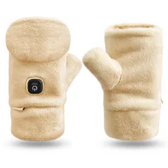 [jpunacn] レディース防寒手袋 フワフワ ミトン 2way 冬 スマホ対応 モコモコ 防寒対策 洗濯可能 USB充電式 コードレス かわいい 自転車 キャンプ 撮影 登山