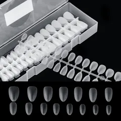 ネイル長さだしチップ クリアチップセット ショート 超薄 つけ爪 アーモンド型 透明ネイルチップ 270枚入り ネイル長さだし 付け爪 マット ジェルネイル 透明 練習用 業務用 ネイルチップ ネイルアート Annhua ケース付き