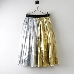 ミュベール MUVEIL ゴールド×シルバー シャイニーカラーフレアプリーツスカート 38 シルバー×ゴールド┃【2400014652635】のサムネイル