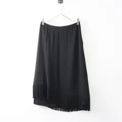 美品 トゥモローランド デプレ DES PRES 裾フリンジ タイトロングスカート 36 ブラック┃ジョーゼット素材【2400014648454】のサムネイル