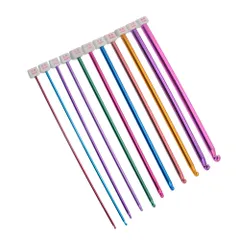 新品 アフガン針 編み針 かぎ針 11本入 カラフル レース針 編み棒 手芸用品 アルミ製 編み物道具 DIY手芸 マフラー 帽子 ニット プレゼント 編み針セット（長27cm ）11個