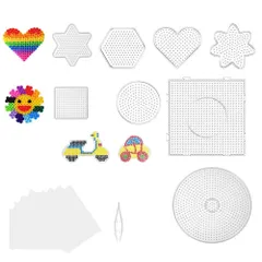 新品 ISHR 5mm 8枚セット 軽量 アイロンビーズ プレートハート 丸型 四角 六角形 ピンセット付属 DIY ピンセット1本付 アイロンペーパー アイロンビーズ プレー (5mm8枚セット)