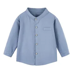 【新品】 [Volunboy] スタンドカラー シャツ キッズ 長袖 子供服 男の子 トップス ブラウス 無地 襟なし おしゃれ フォーマル カジュアル 90-130cm (ブルー,100) 0