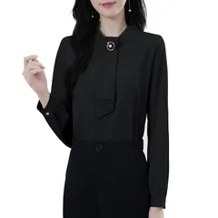 【新品】 [Yino] （イノ） シャツ ブラウス レディース 長袖 ボウタイ 飾り付け トップス 体型カバー 着?せ きれいめ おしゃれ 女性らしい 可愛い 着回し力 オフィス カジュアル 通勤 OL 春 秋 1