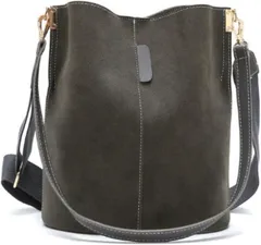 Lakeruta ショルダー バッグ ハンドバッグ 2way バケツ型 マグネットバックル 仕切り ポケット レディース PUレザー トート 肩掛け (グレー,  高さ27cm、横23.5cm、マチ16cm)