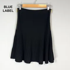 美品 BLUE LABEL CRESTBRIDGE ブルーレベルクレストブリッジ サイドジップ ストレッチニット プリーツ フレアスカート ブラック